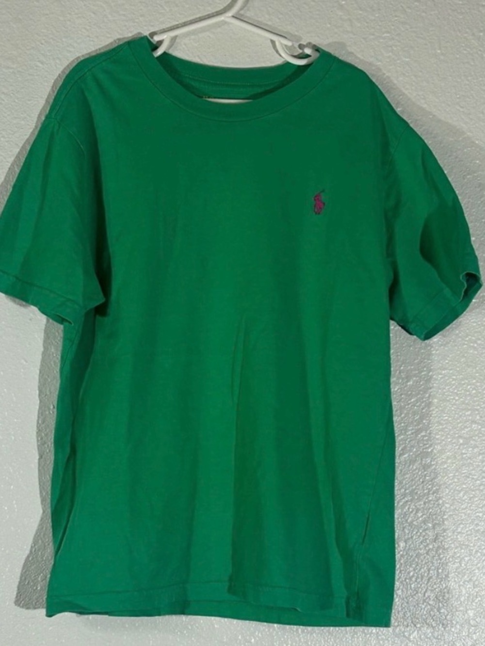 Boy’s Ralph Lauren Green Tee with Fuschia Pink Polo Pony